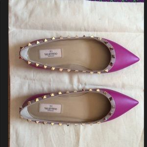 VALENTINO Rockstud Ballerina Flats Magenta (Matte)